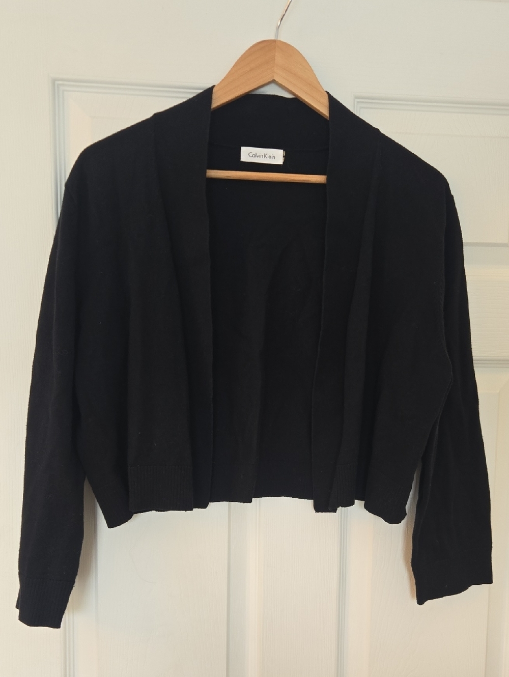 Calvin Klein Black Cropped Open-Front Cardigan